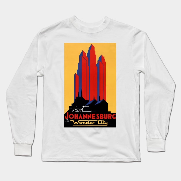 Vintage Travel Poster South Africa Johannisburg Long Sleeve T-Shirt by vintagetreasure